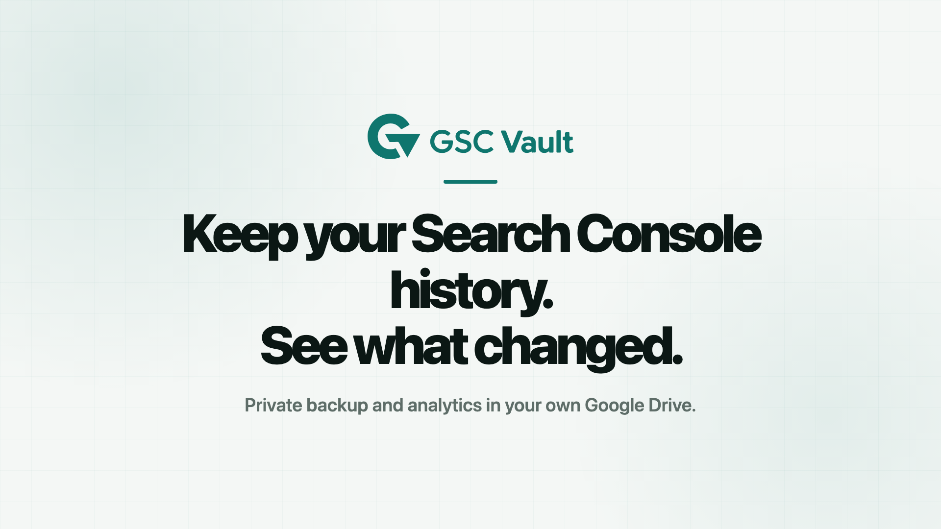 GSC Vault product poster for backing up and analyzing Search Console data